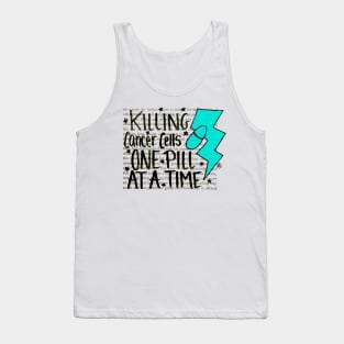 Killing Cancer - black design w/light blue Tank Top